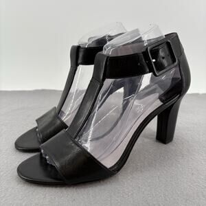 Laney Black Leather Johnston and Murphy Heels Sandals Size 8.5 Dress Casual